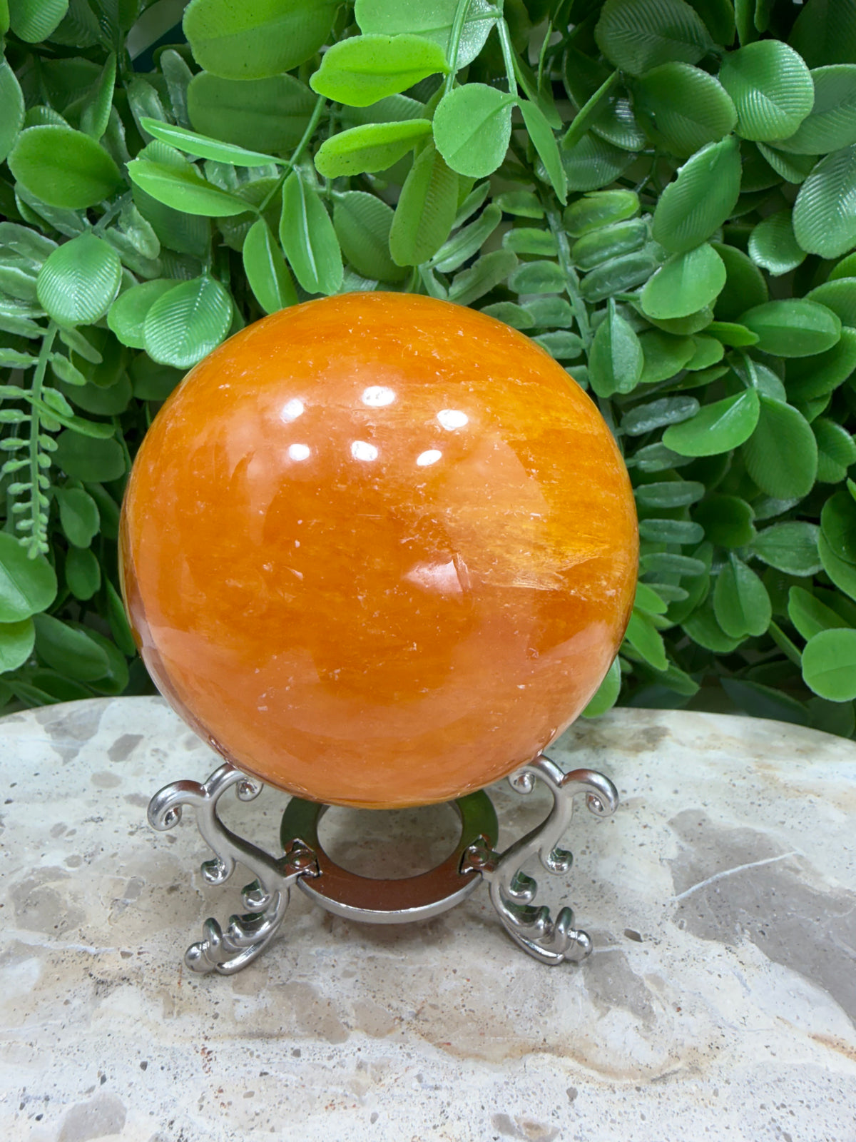 Crystallised Orange Calcite Sphere | Energy • Joy • Creativity