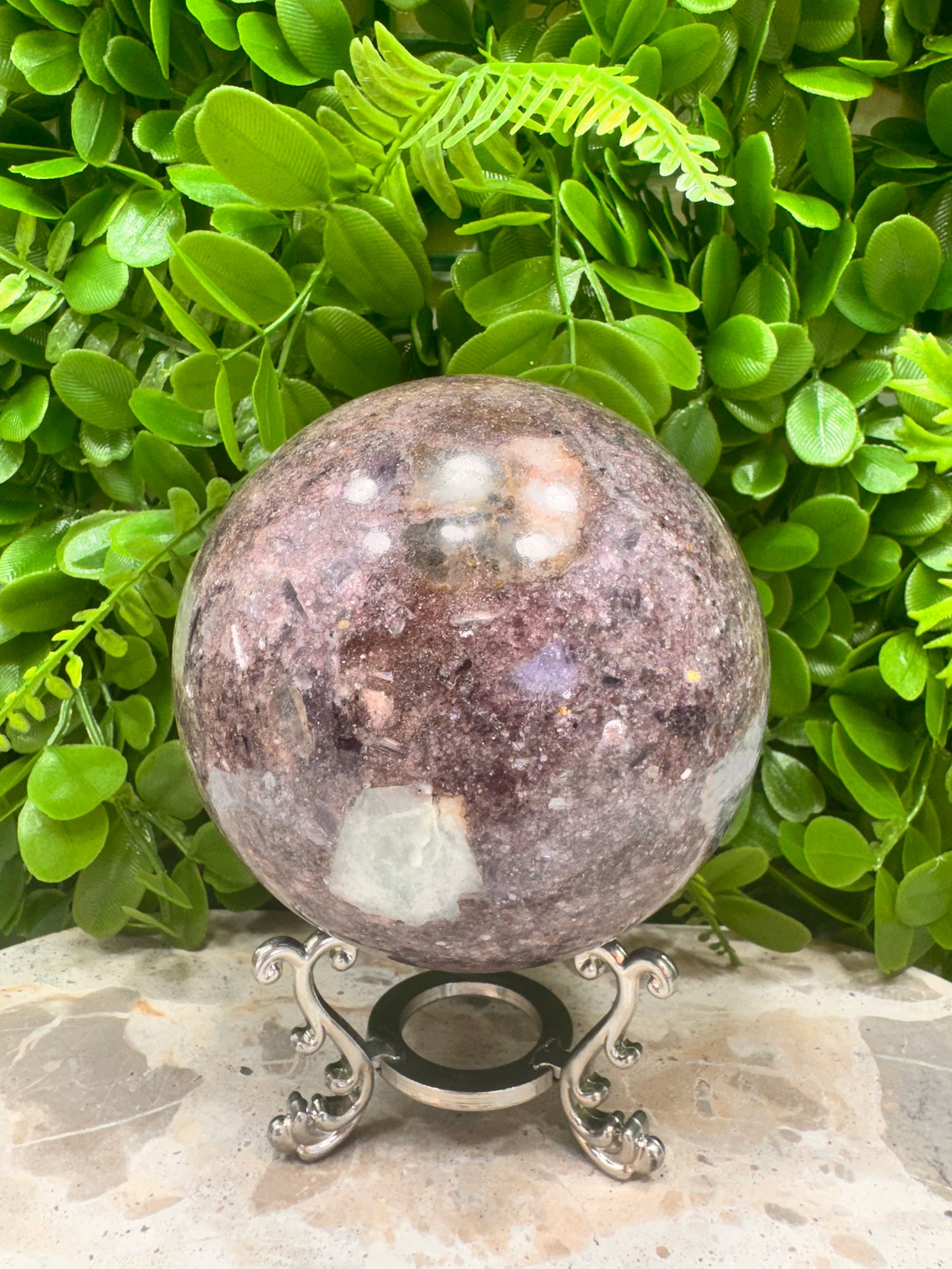 Lepidolite Unicorn Sphere 1294g
