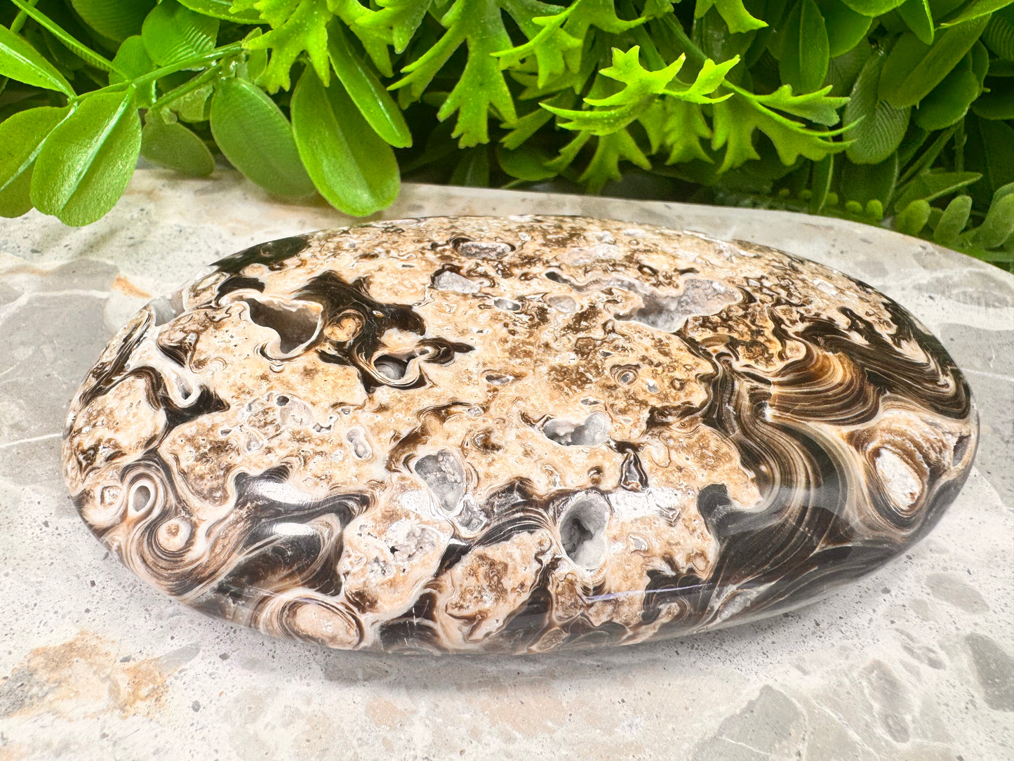 Chocolate Calcite Palm Stone  346g