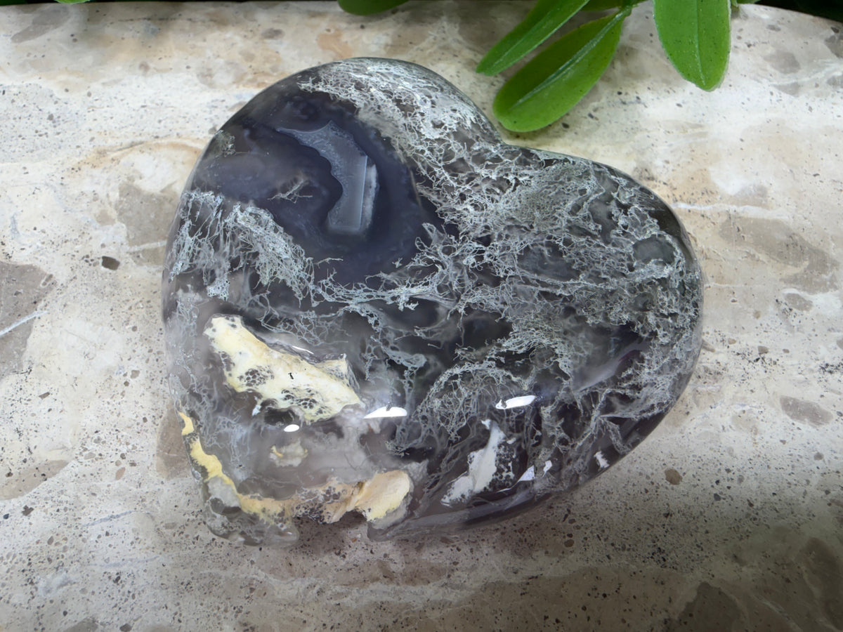 Moss Agate Heart  | Growth • Abundance • Grounding