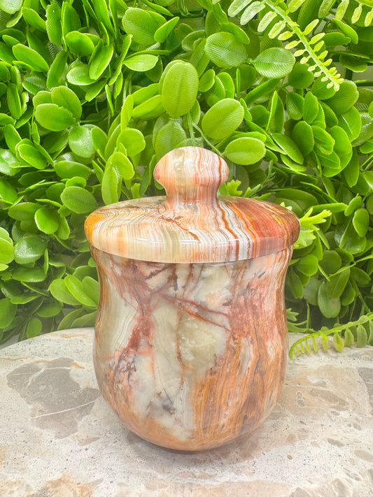 Green Banded Onyx Jar with lid 718g