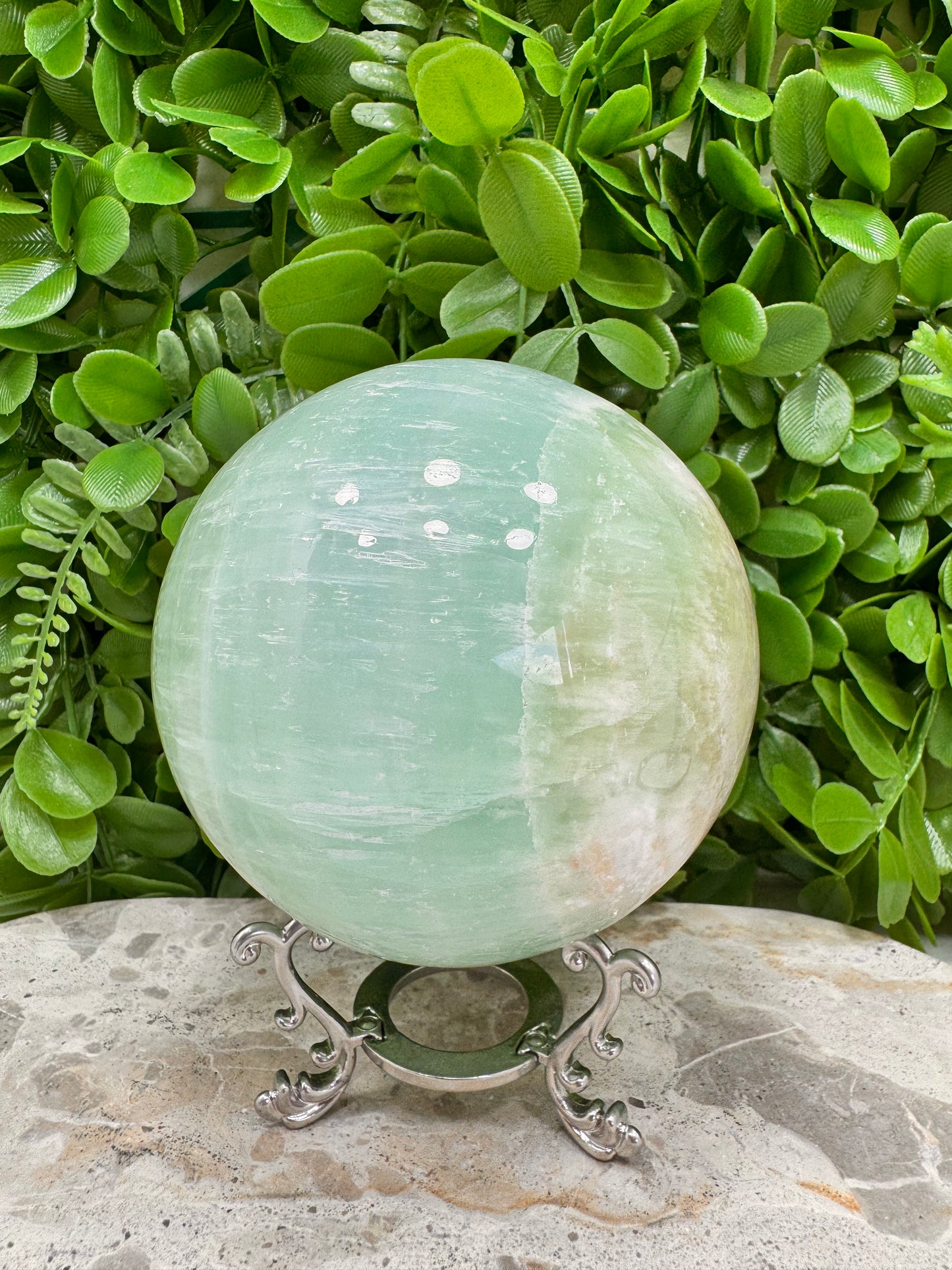 Pistachio Calcite Sphere 1484g