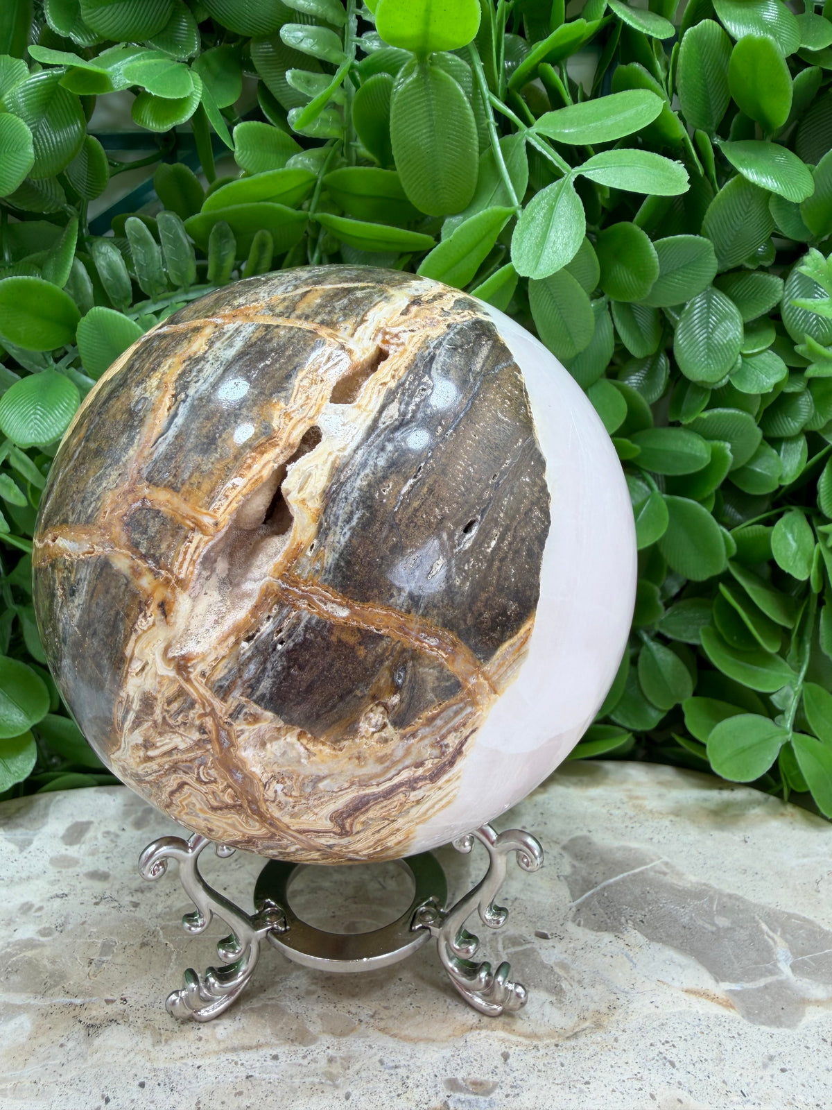 Pink Mangano / Pakistan Bumble Bee Jasper Sphere 1476g