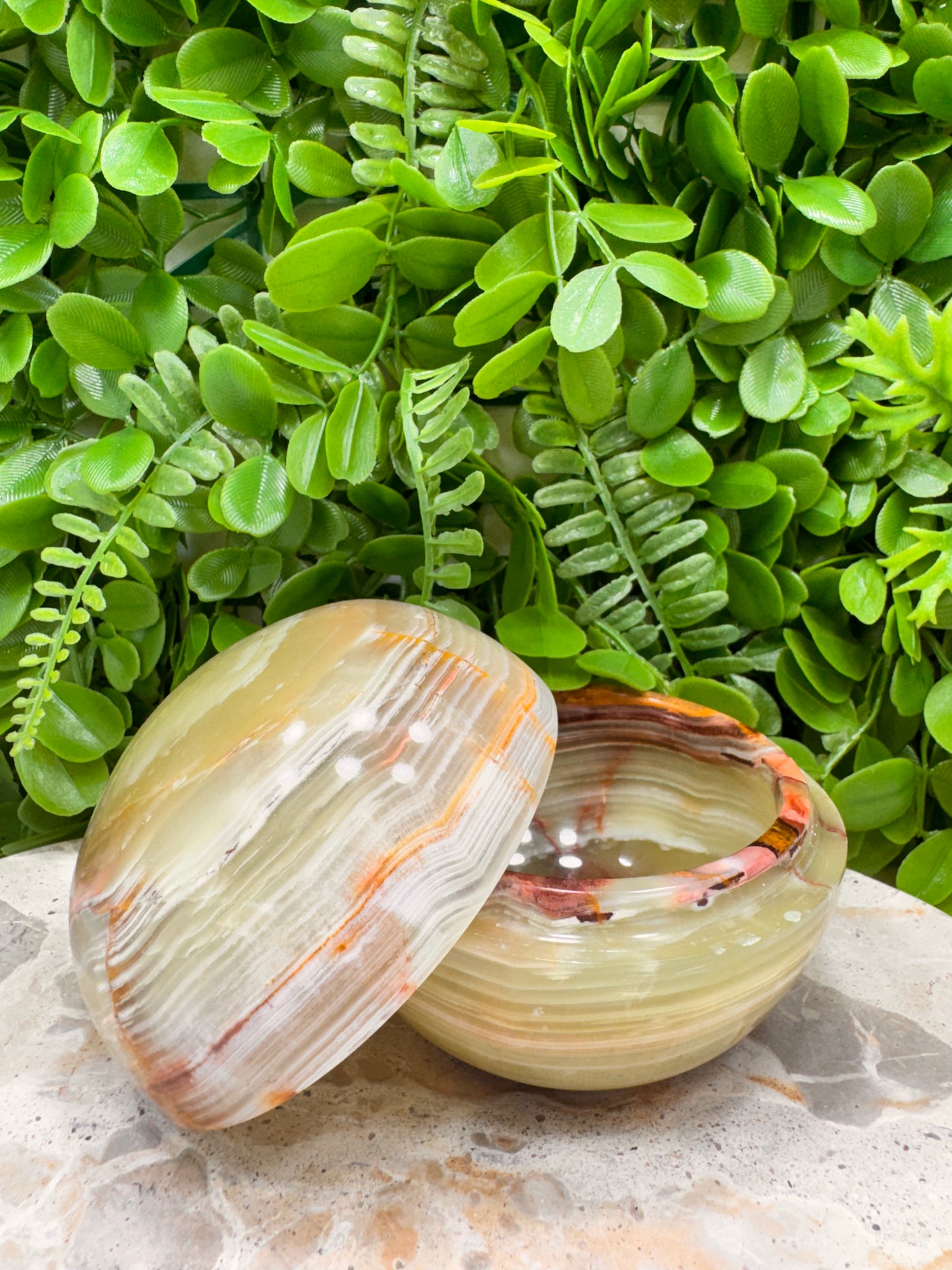 Green Banded Onyx Sphere Bowl 508g