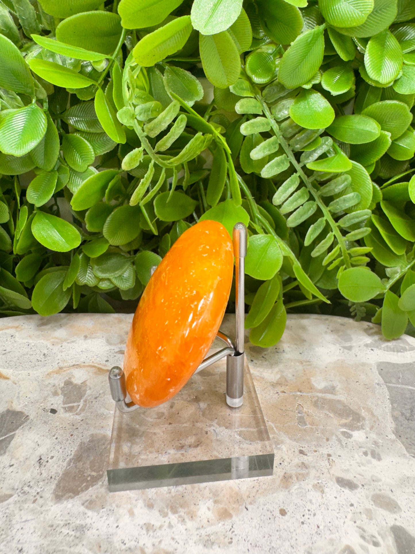 Crystallised Orange Calcite Palm Stone 122g