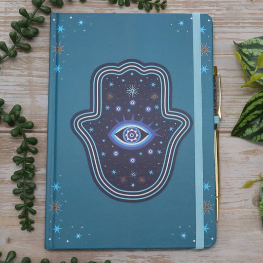 Hand of Hamsa A5 Notebook with Crystal Pen
