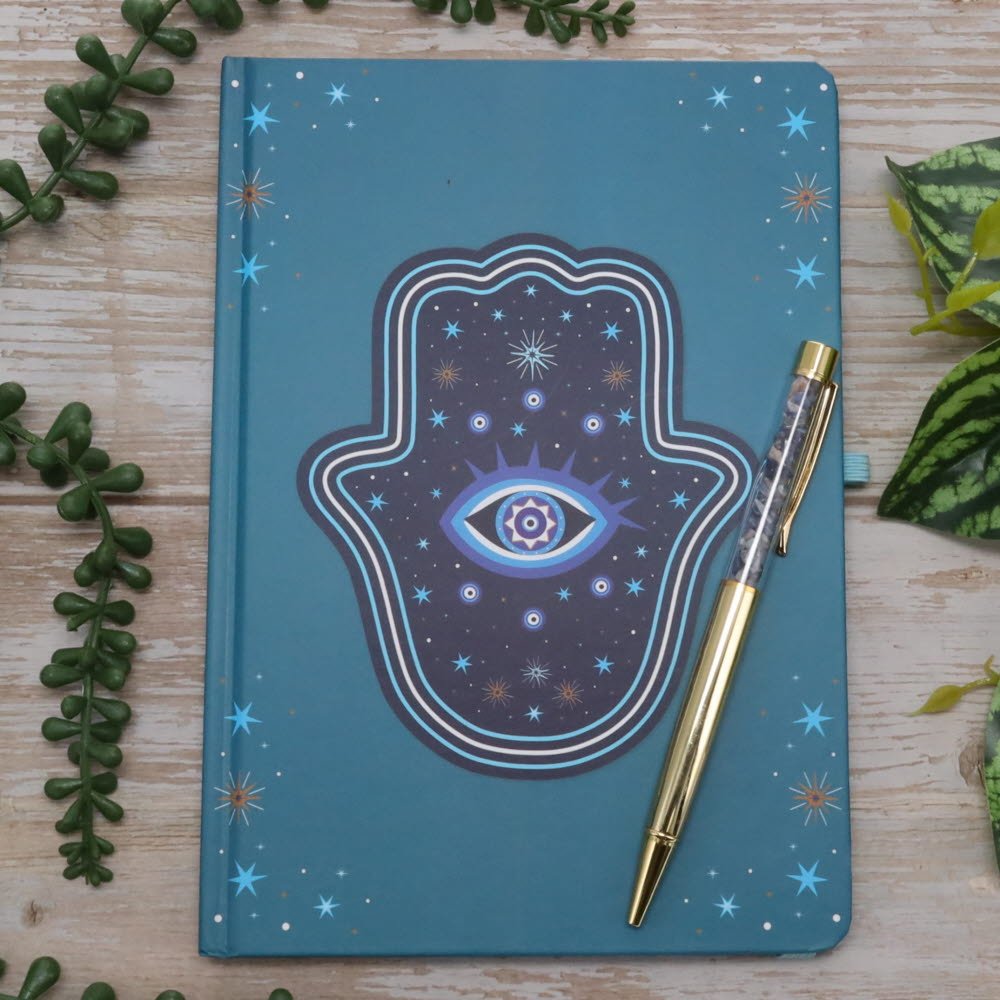 Hand of Hamsa A5 Notebook with Crystal Pen