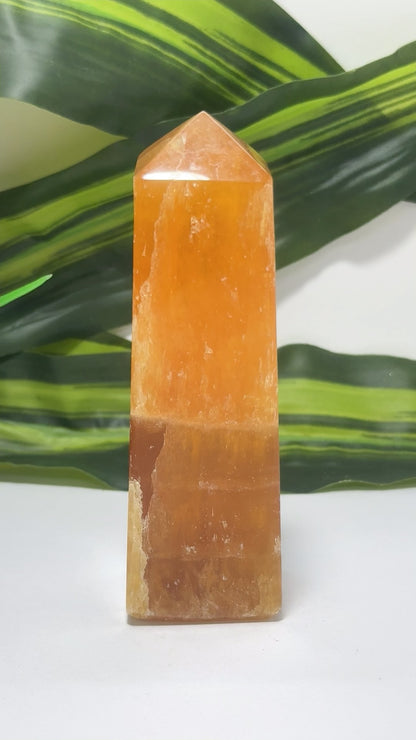 Crystalized Orange Calcite Tower 256g