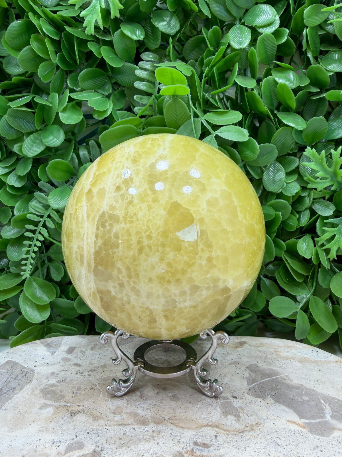 Lemon Calcite Sphere 2356g | Joy • Confidence • Motivation