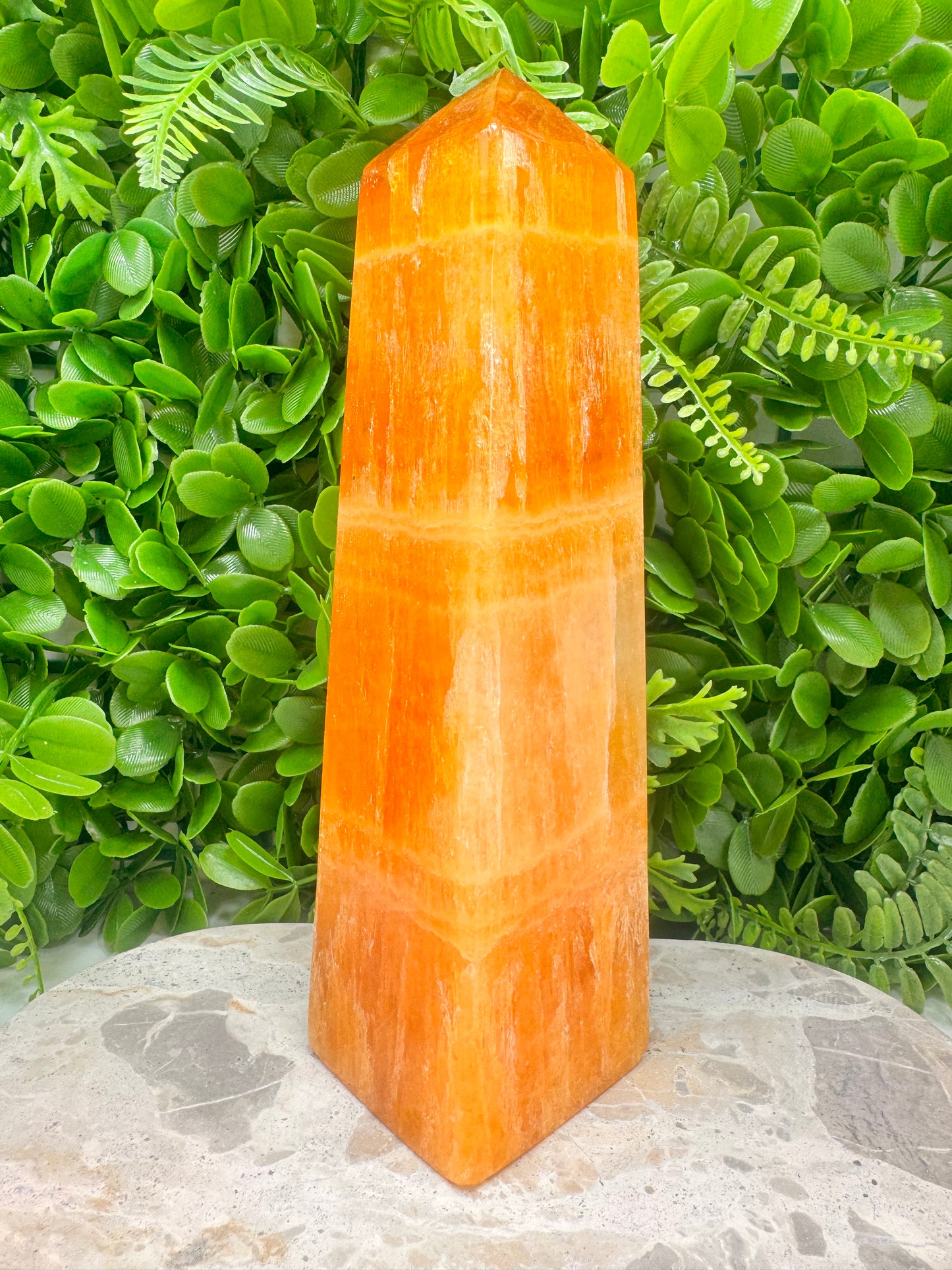 Crystallised Orange Calcite Tower 1898g