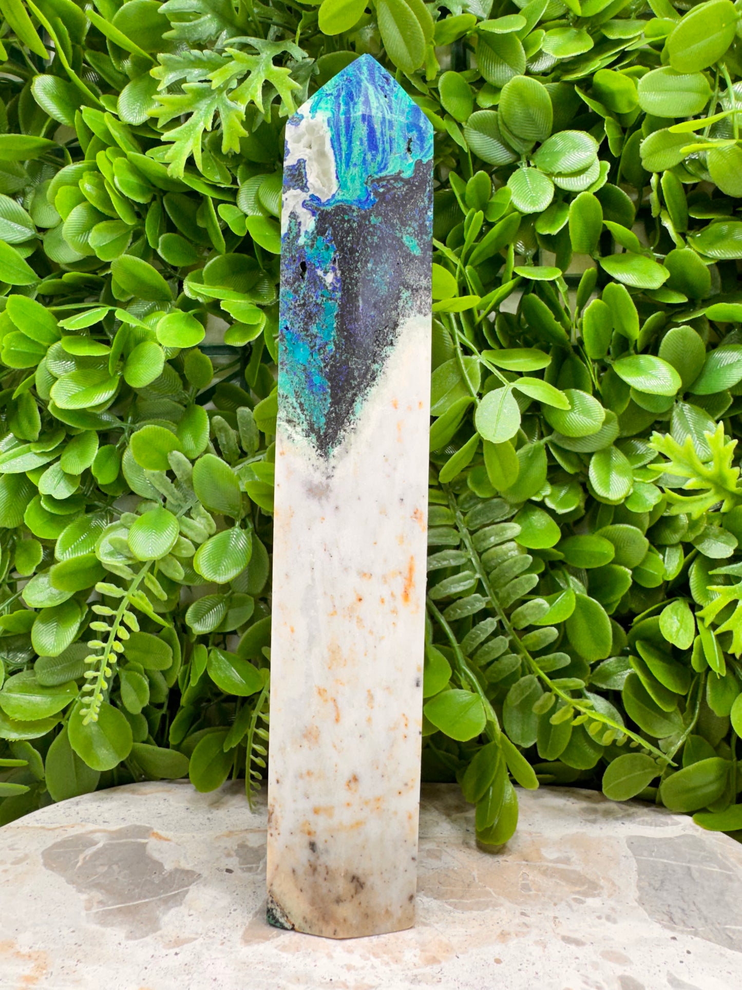 Azurite with Calcite Tower 952g