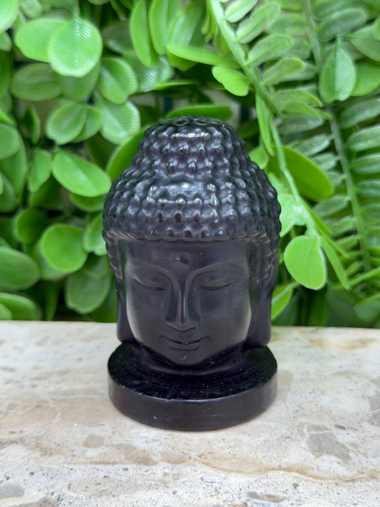Black Obsidian Buddha Head | Protection • Grounding • Strength