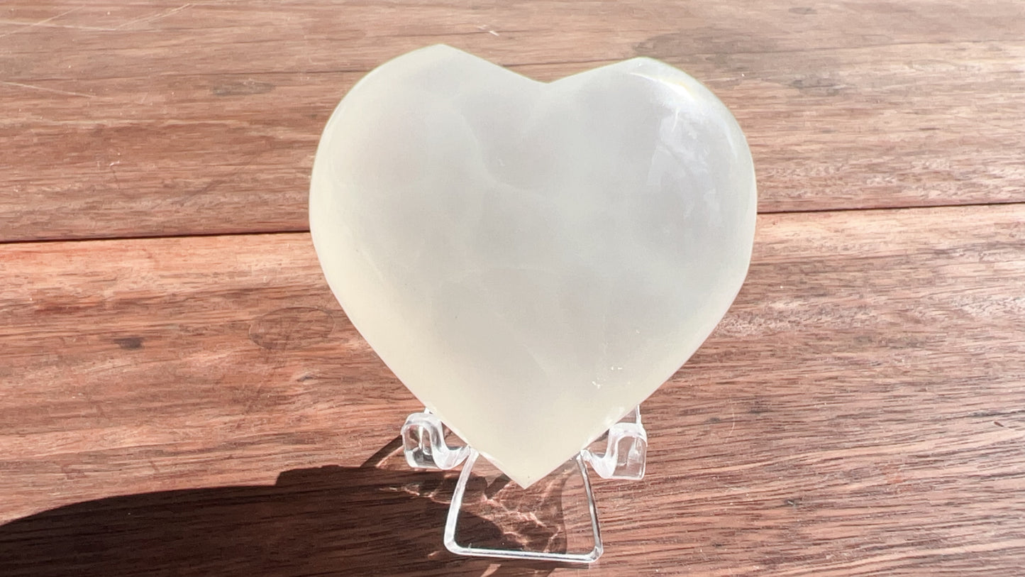 Silky White Calcite Heart 115g