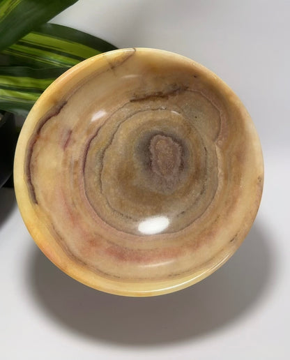 Peach Banded Calcite Bowl 464g