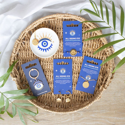 All Seeing Evil Eye Necklace & Dish Gift Set