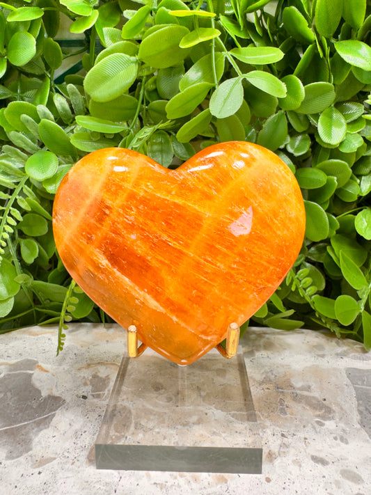Crystallised Orange Calcite Heart 412g