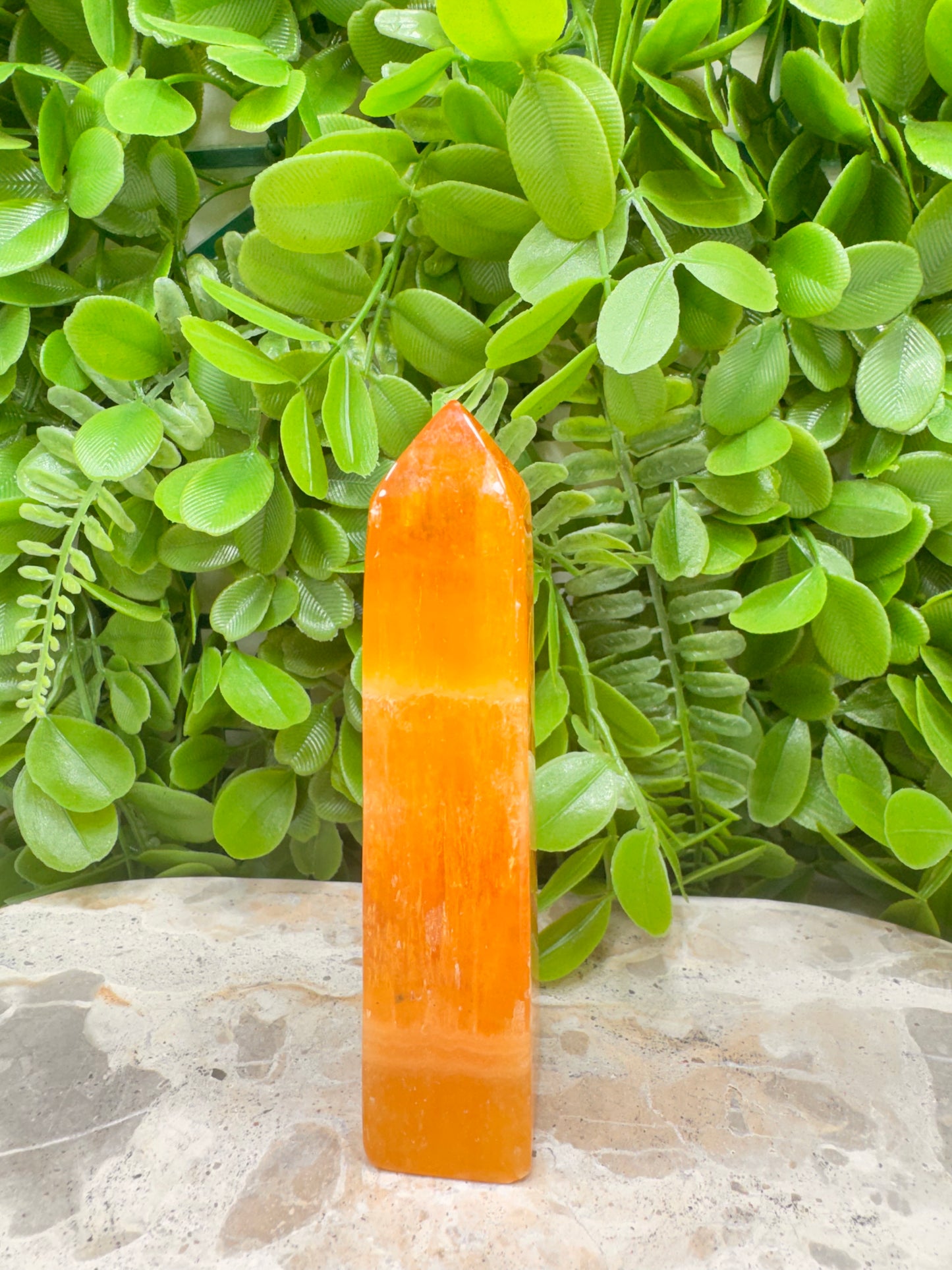 Crystalised Orange Calcite Point 178g