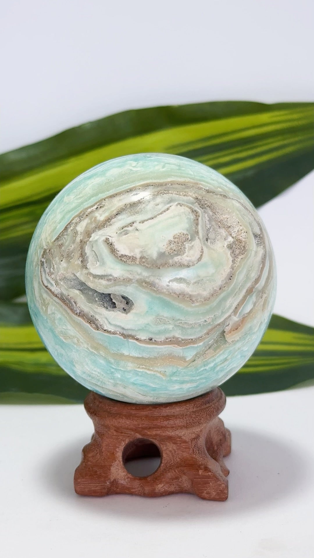 Blue Aragonite Sphere 418g