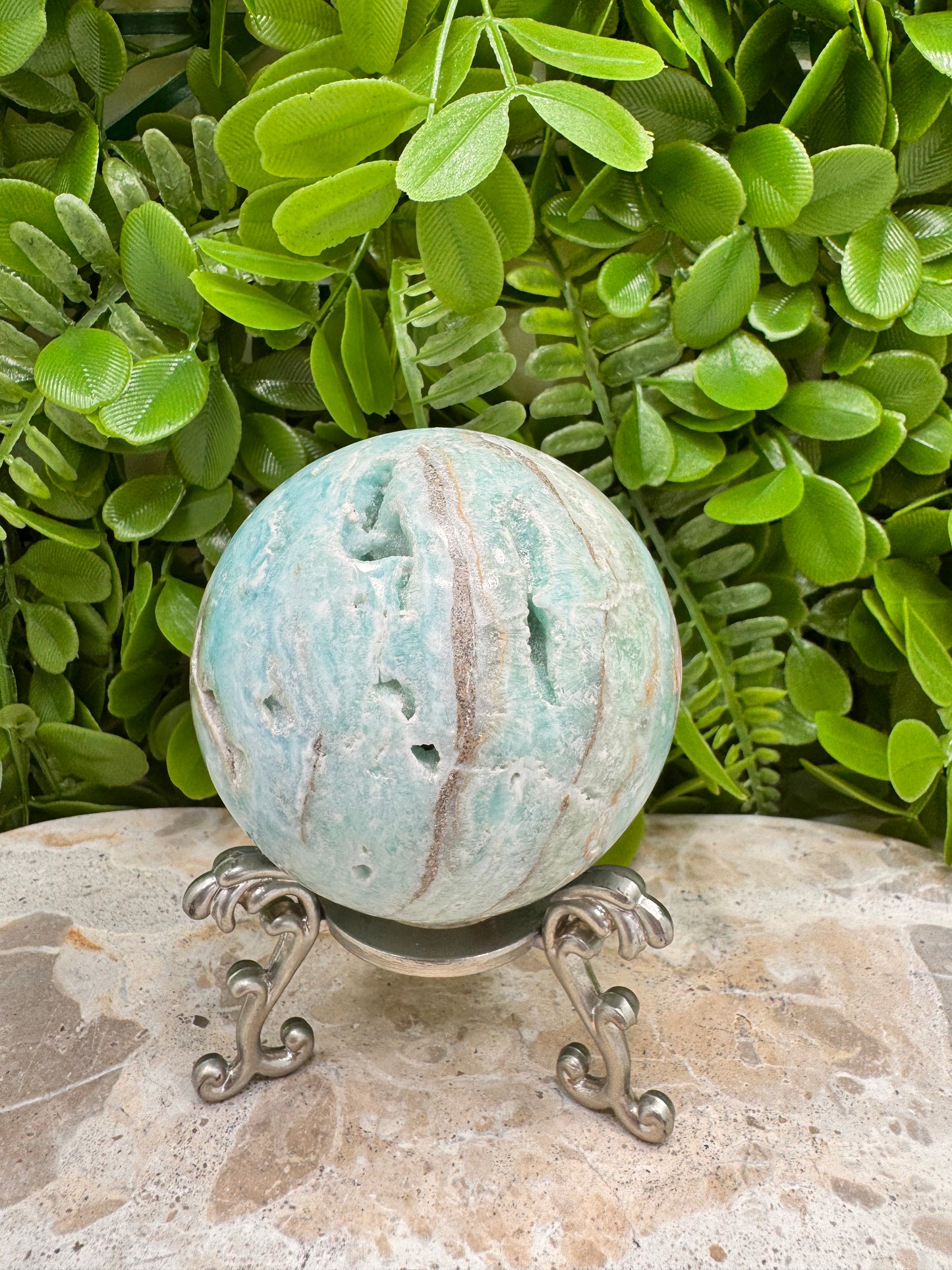 Blue Aragonite Sphere 488g