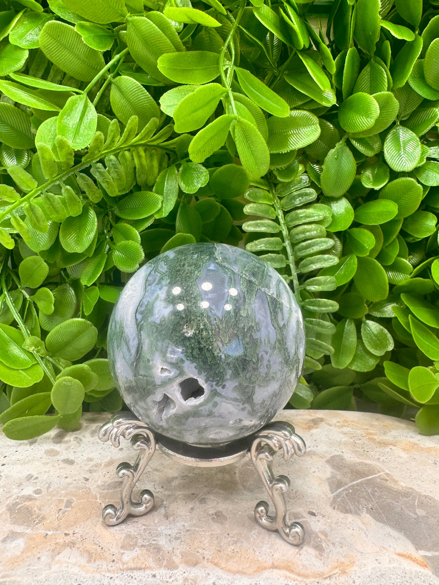 Moss Agate Sphere 432g
