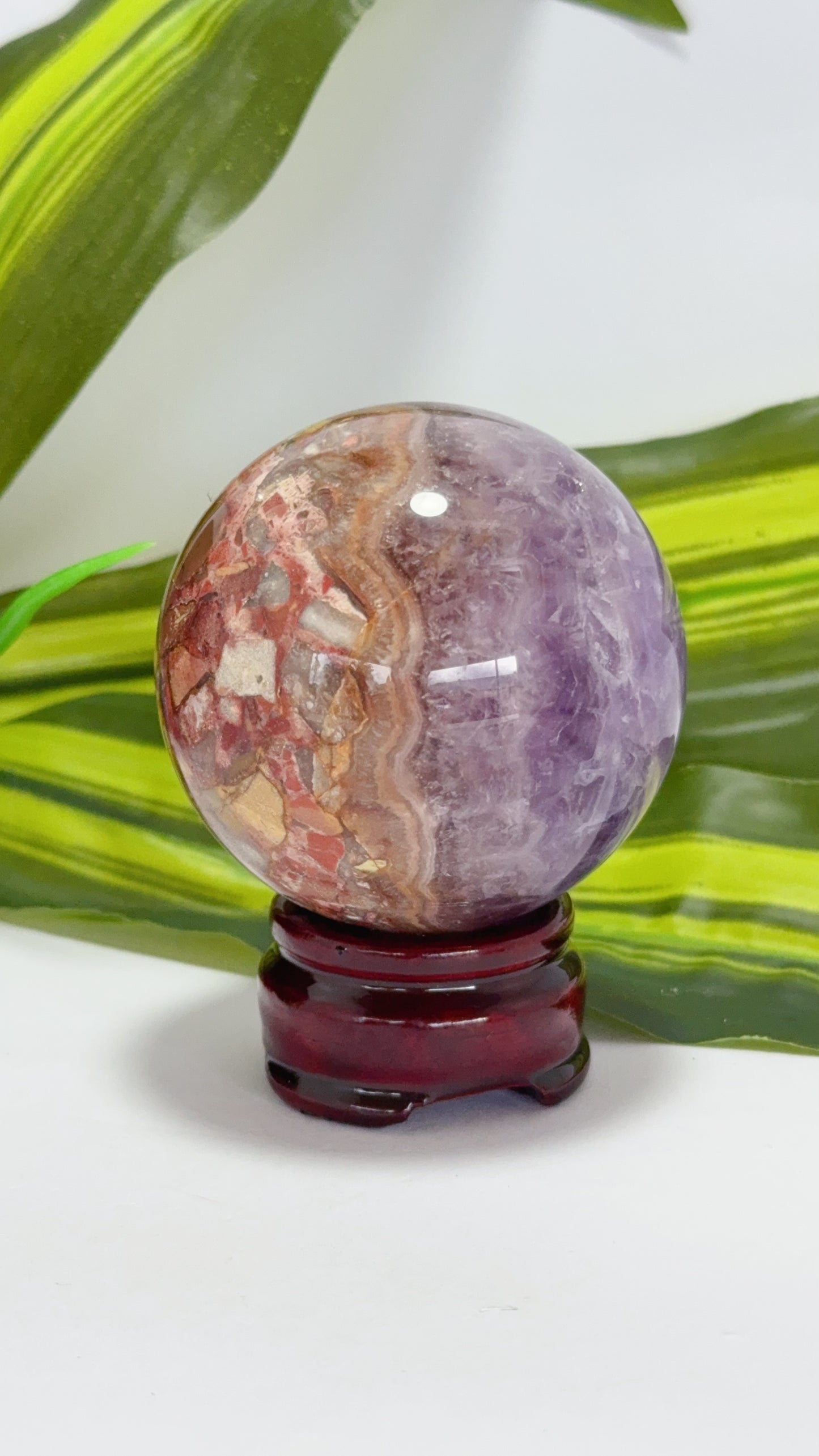 Amethyst and Mexican Agate Sphere 330g