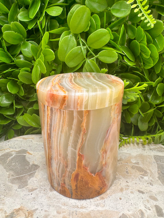 Green Banded Onyx Jar with lid 2 pce 608g