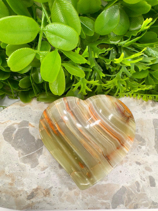 Green Banded Onyx Heart Bowl 290g