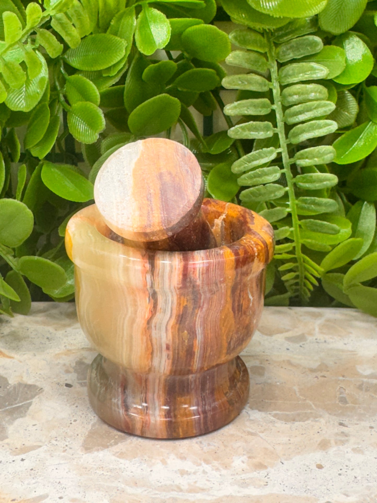 Green Banded Onyx Mortar and Pestle 326g