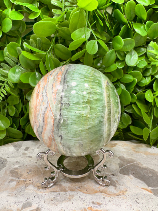 Emerald Kiwi Calcite Sphere 948g