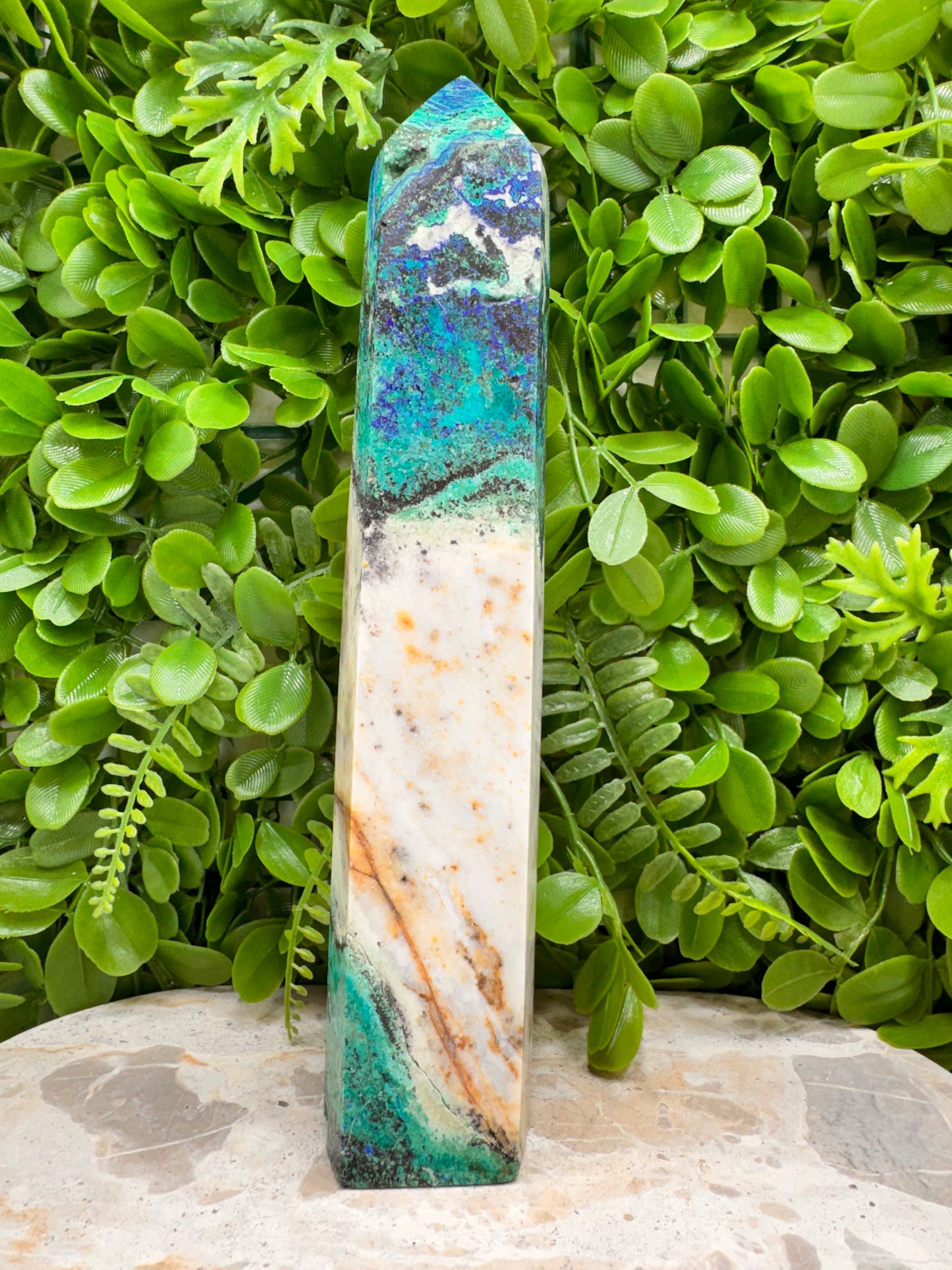 Azurite with Calcite Tower 952g