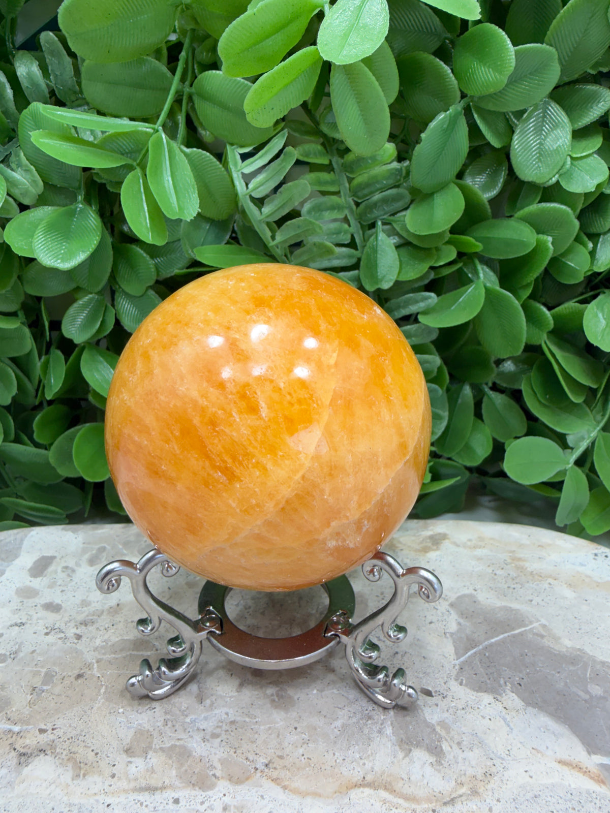 Crystaliised Orange Calcite Sphere 464g| Energy • Joy • Creativity