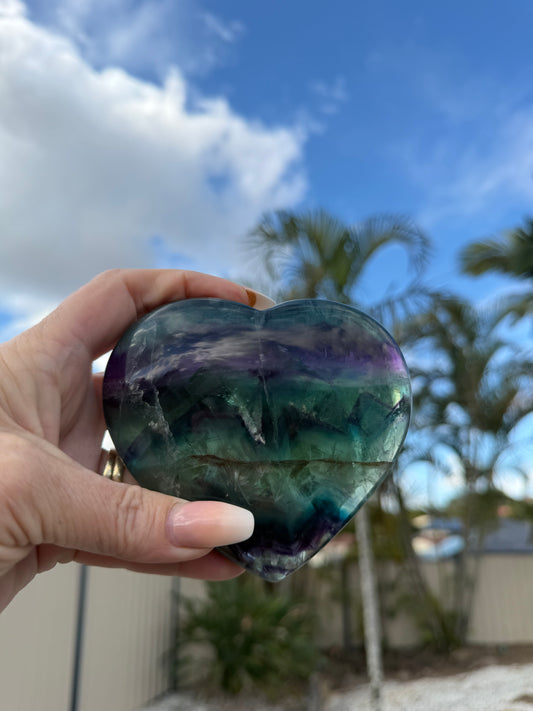 Rainbow Fluorite Heart 560g  | Clarity • Focus • Balance