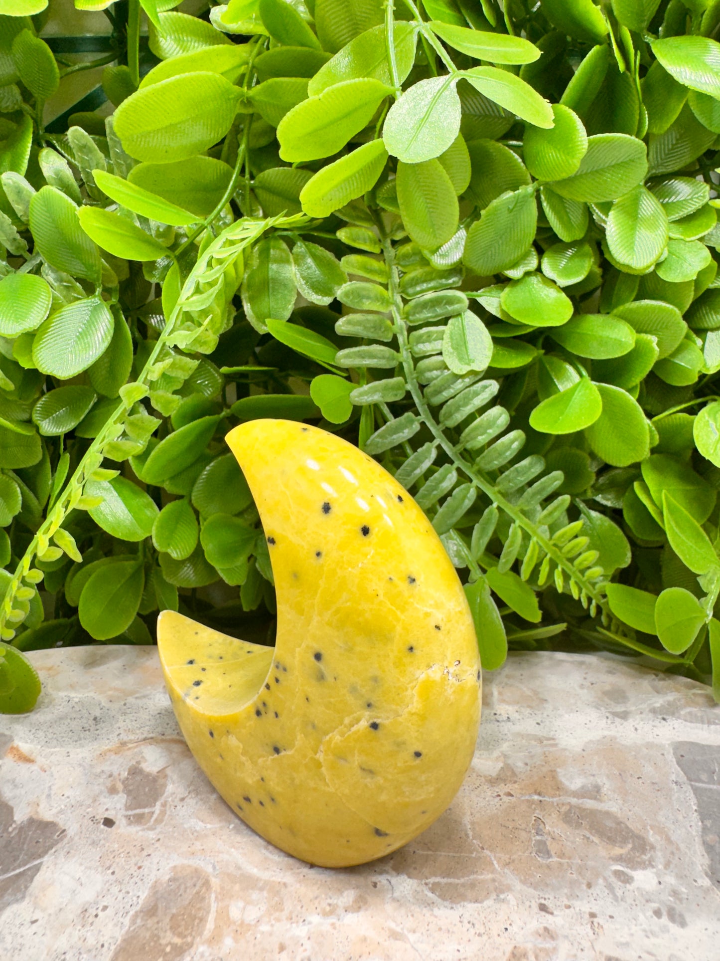 Yellow Jade with Hematite Moon 214g