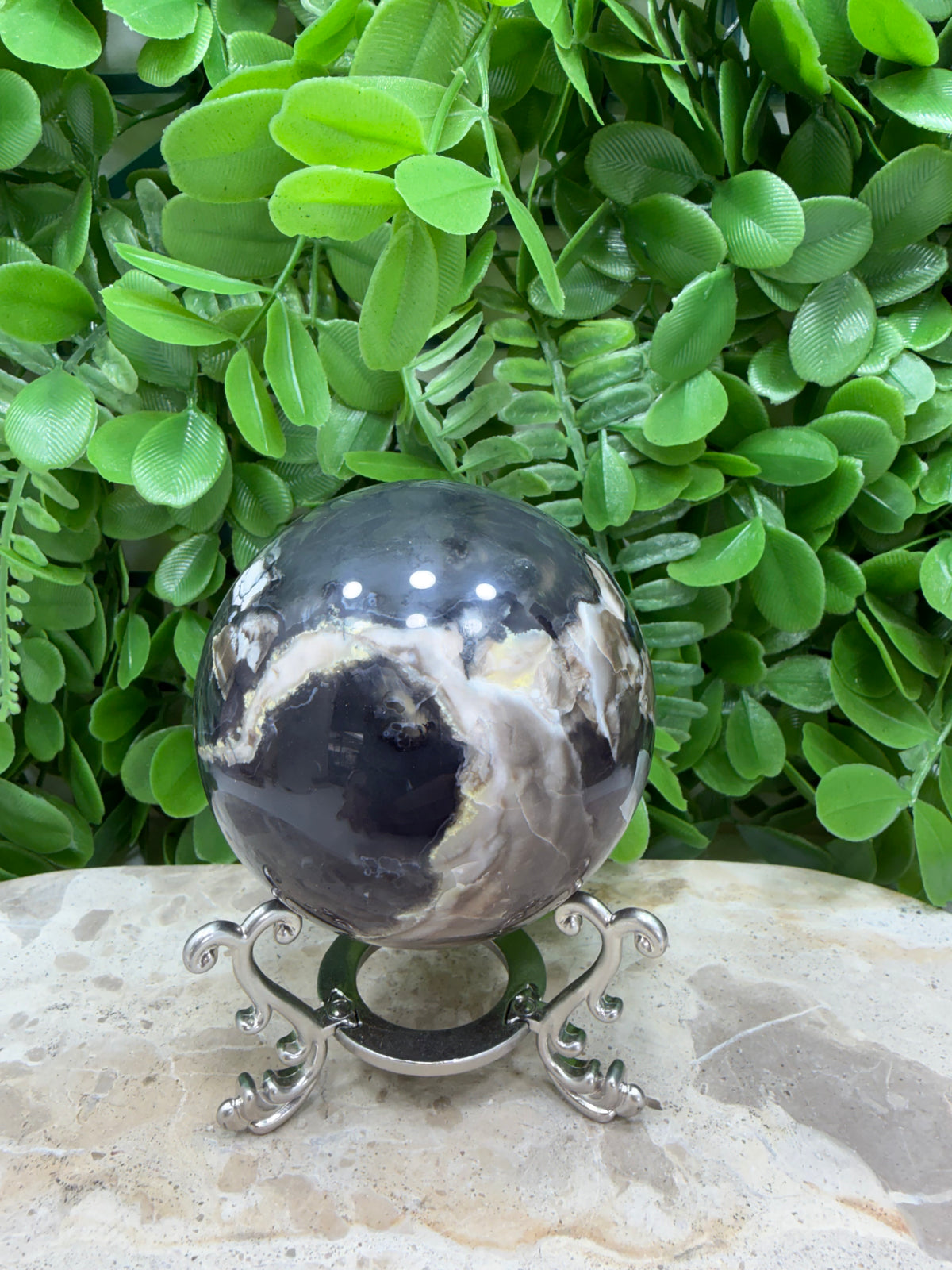 Volcanic Agate Sphere | Grounding • Protection • Strength
