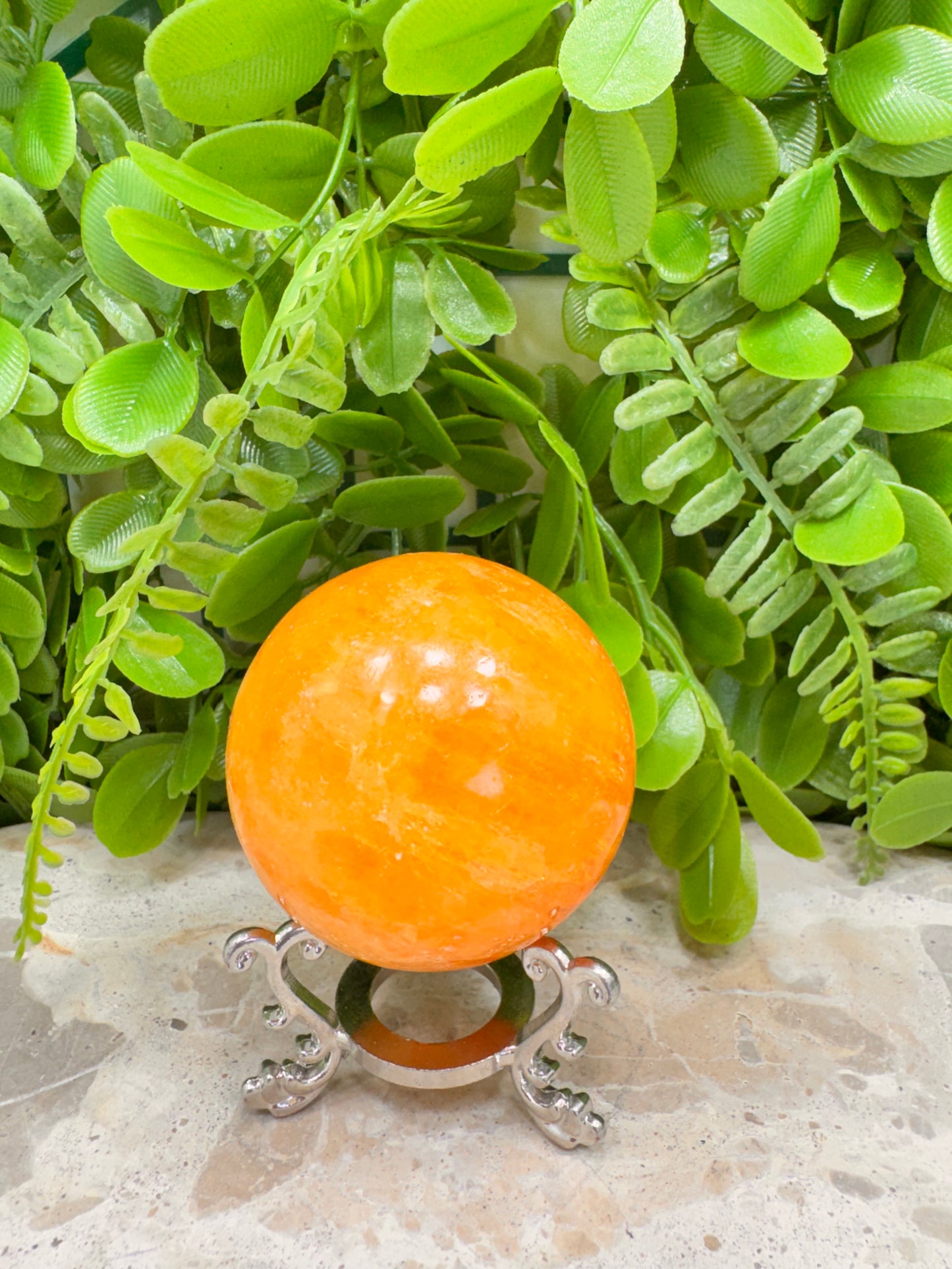 Crystallised Orange Calcite Sphere 250g