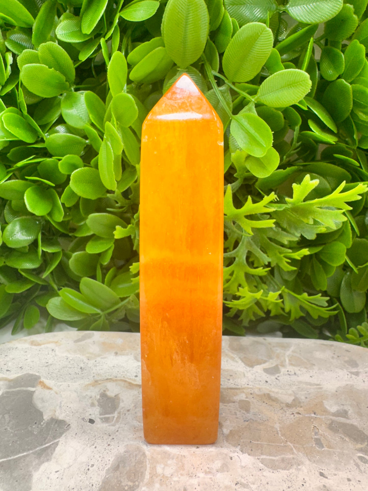 Crystalised Orange Calcite Tower 238g