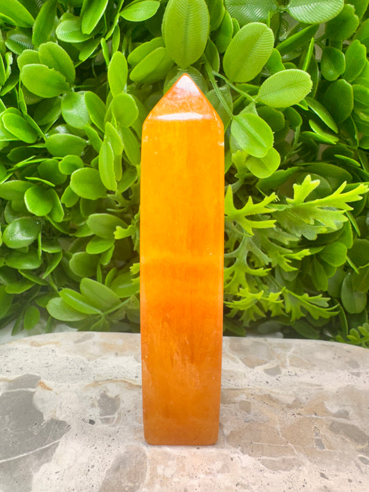 Crystalised Orange Calcite Tower 238g