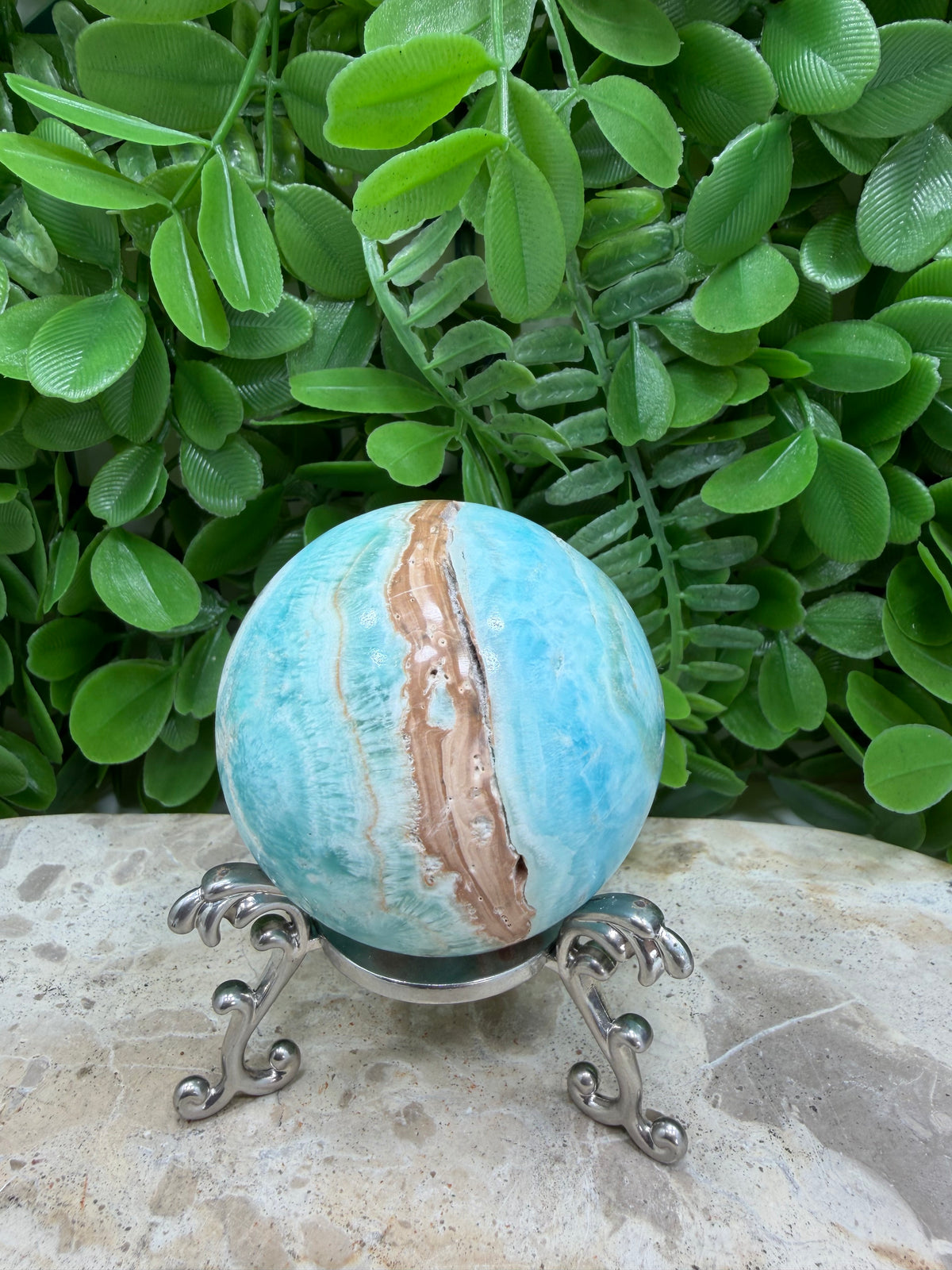 Blue Smithsonite Sphere | Calm • Compassion • Emotional Healing