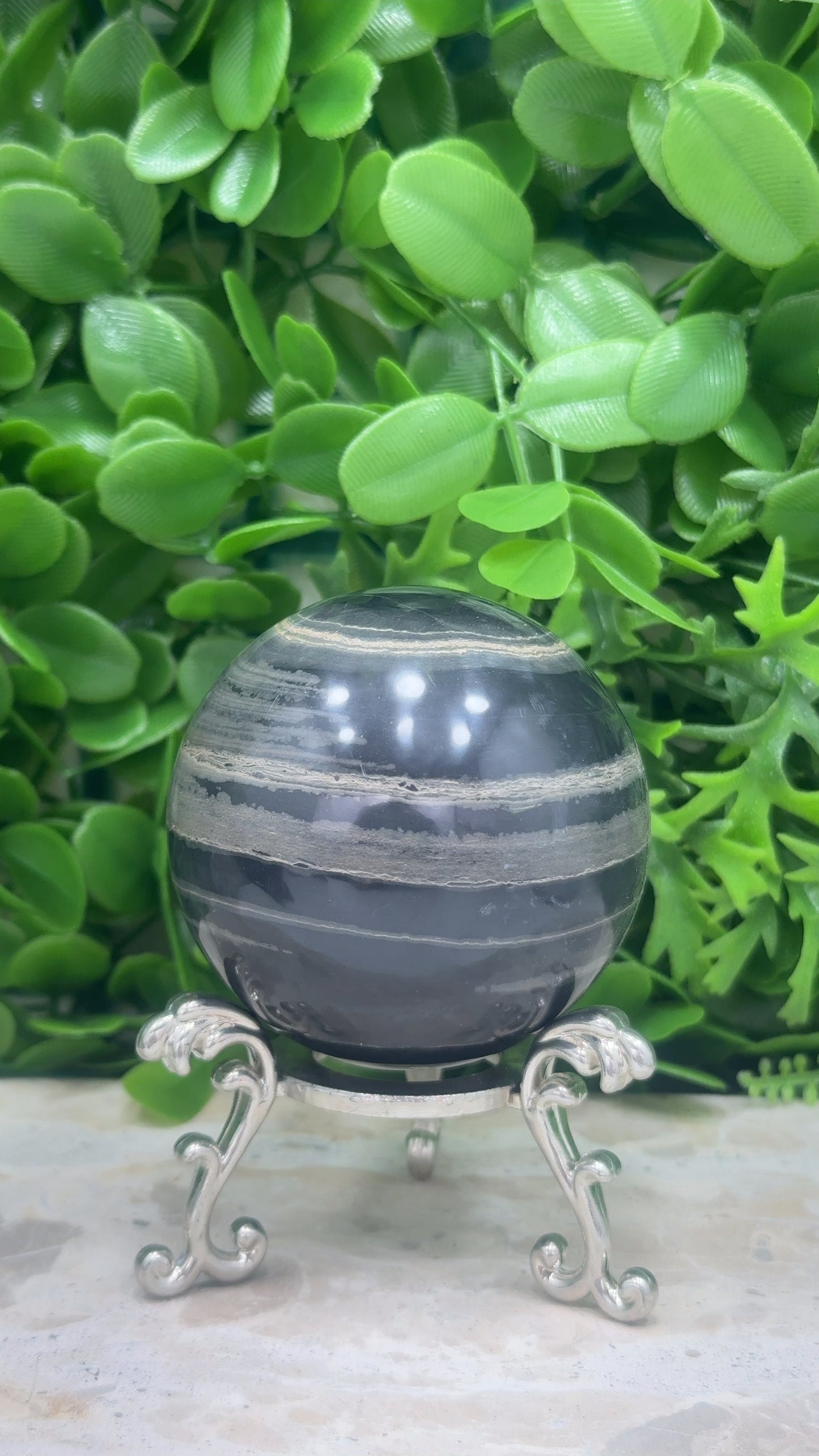 Black Banded Onyx Sphere 424g