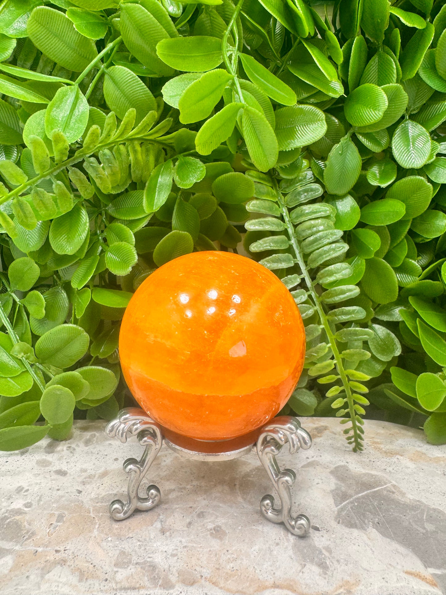 Crystalized Orange Calcite Sphere 398g