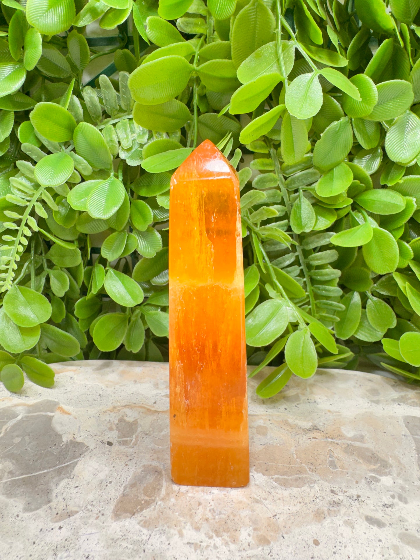 Crystalised Orange Calcite Tower 198g