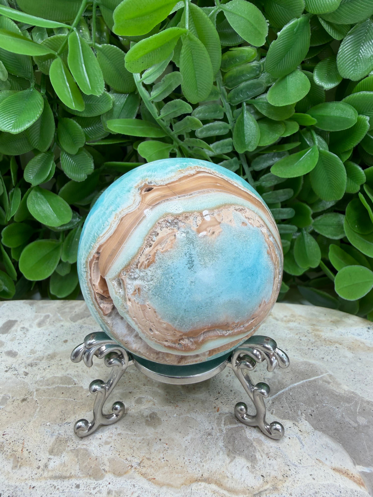 Blue Smithsonite Sphere | Calm • Compassion • Emotional Healing