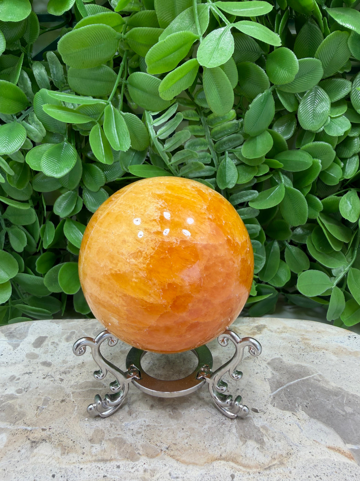 Crystaliised Orange Calcite Sphere 464g| Energy • Joy • Creativity