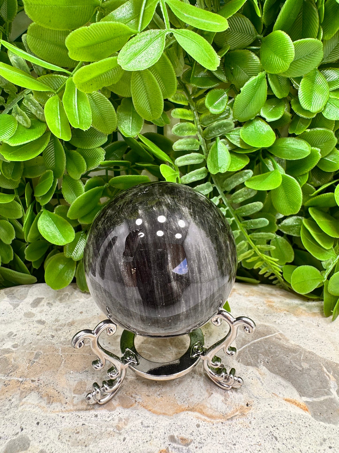 Silver Obsidian Sphere 282g