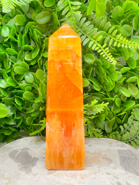 Crystalised Orange Calcite Tower 1368g