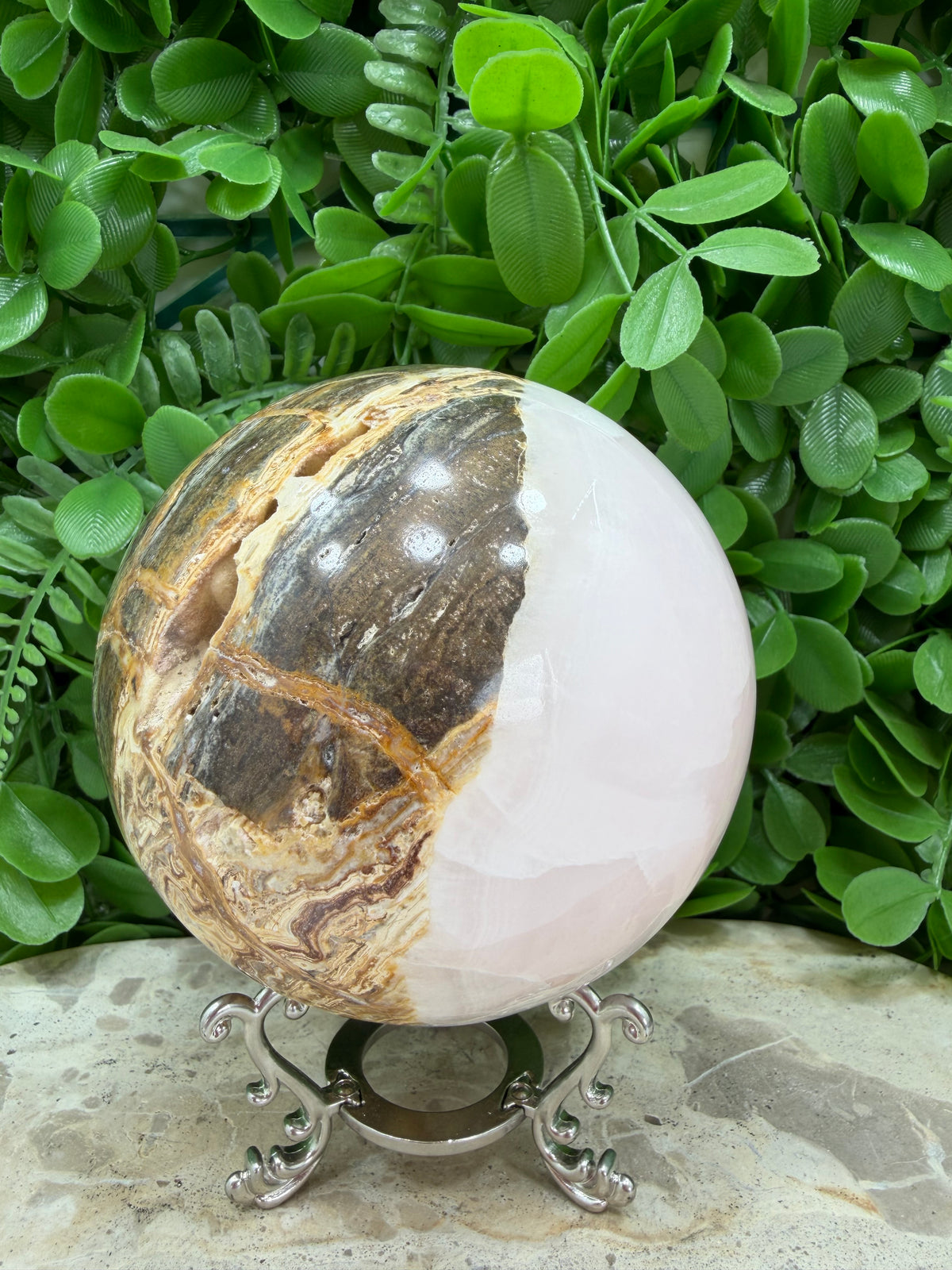 Pink Mangano / Pakistan Bumble Bee Jasper Sphere 1476g