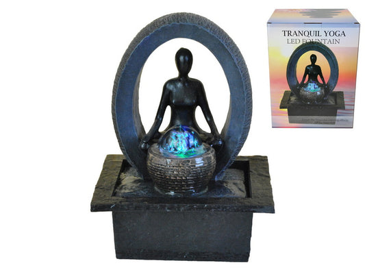 Meditating Yoga Fountain with Light 28cm