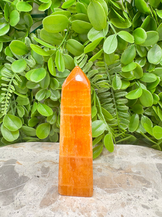 Crystalised Orange Calcite Point 196g