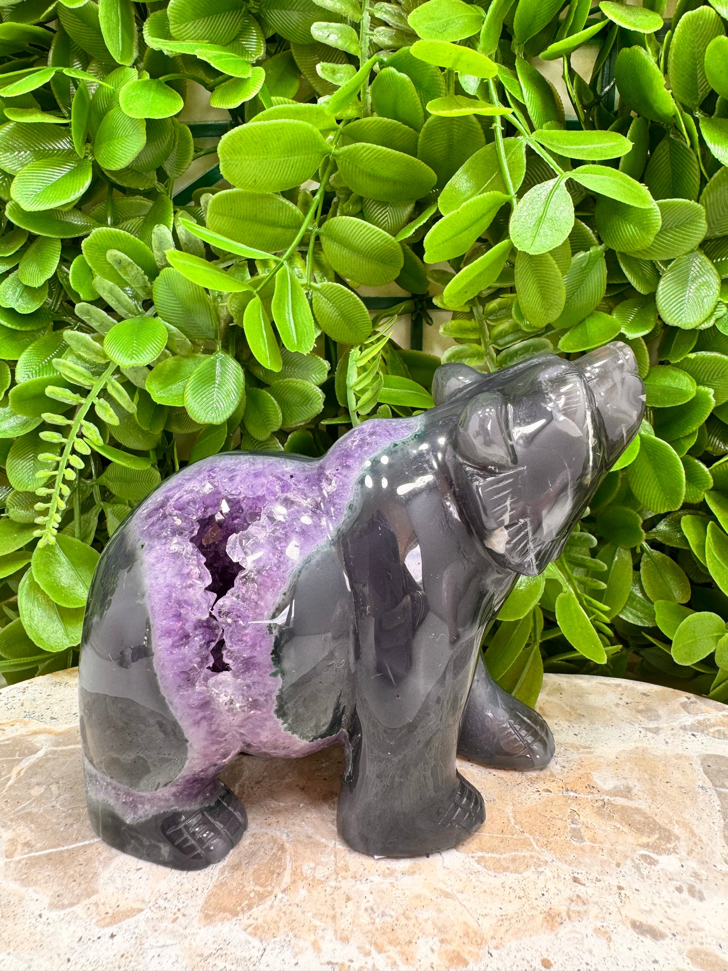 Amethyst Druzy Agate Bear 916g