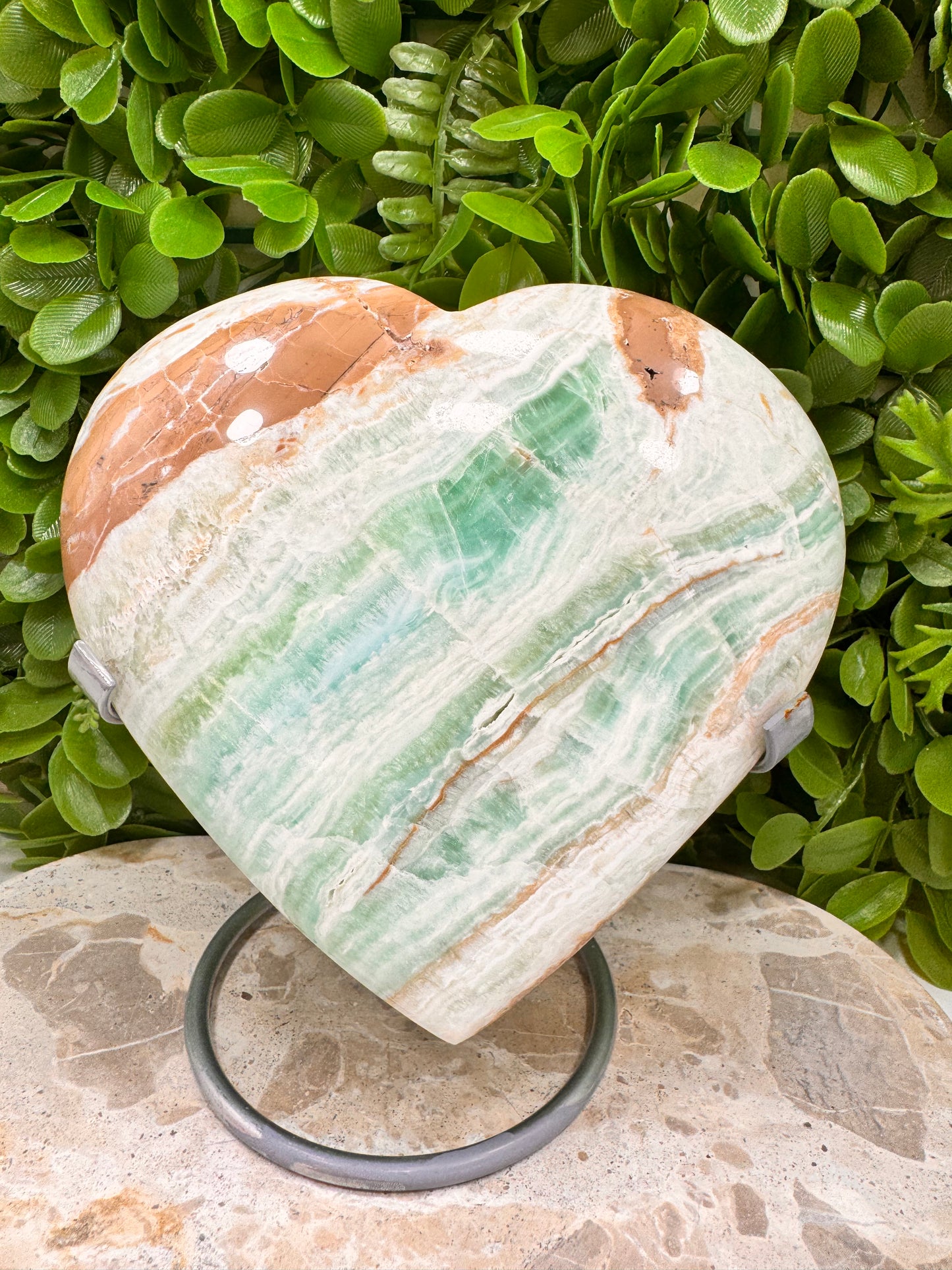 Blue Caribbean Calcite Heart 1534g